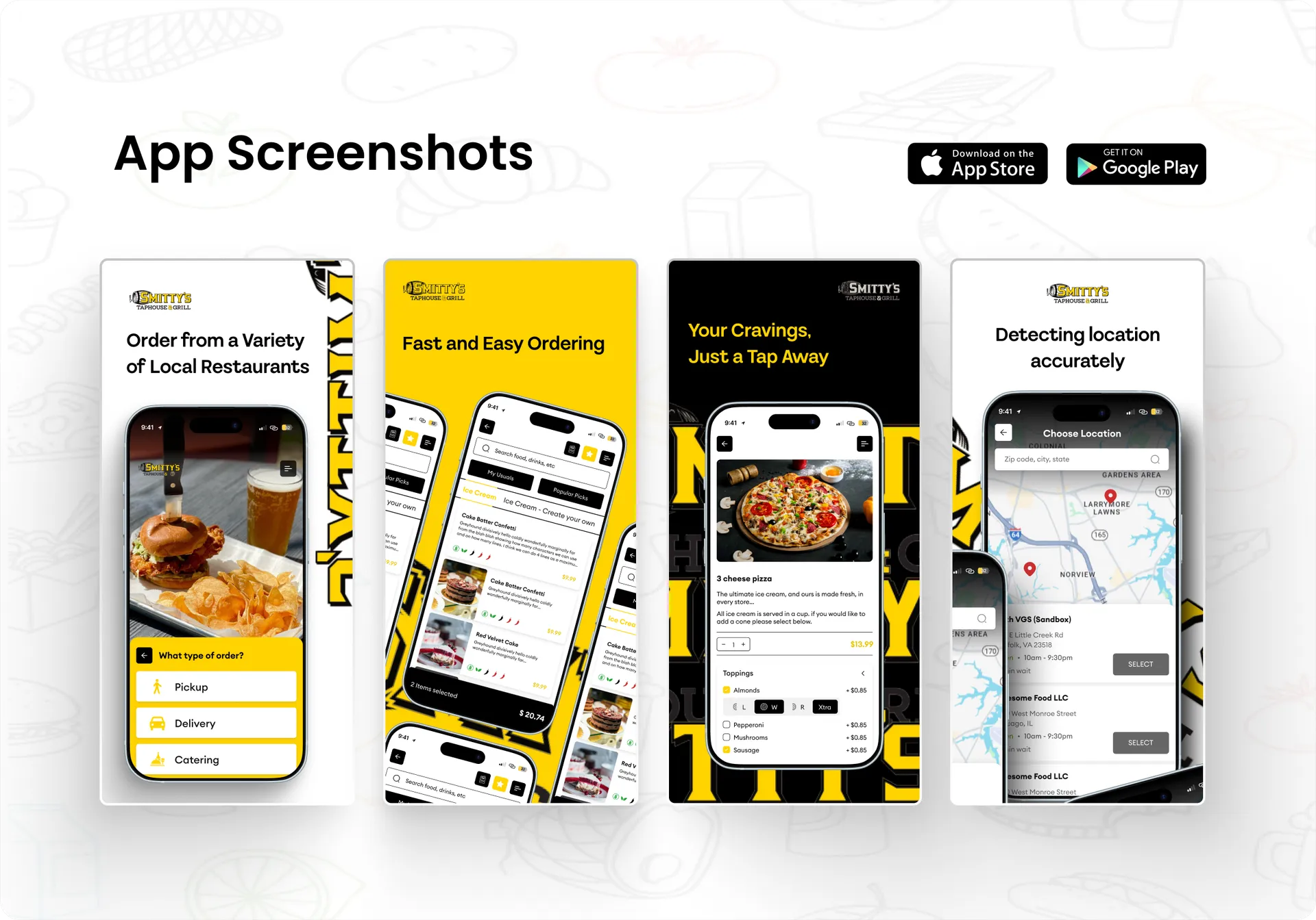 Smitty's Taphouse App Design — Food Ordering & Delivery Mobile UI
